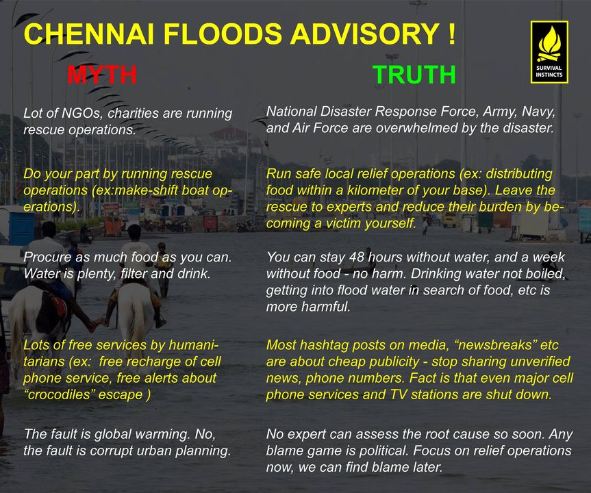 The Chennai floods of 2015 were a devastating natural disaster that affected millions. Unfortunately, the flood also brought with it many myths and misconceptions about its cause, effects and aftermath. It is important to remember that these are just rumors or hearsay they do not reflect reality at all! The truth is that heavy monsoon rains caused by climate change led to flooding in the city due to inadequate infrastructure such as insufficient drainage systems or dams being unable to cope with large amounts of water during extreme weather events. In addition, poor urban planning exacerbated this problem further leading up until now when we still see an increase in flash floods every year despite improved measures like stormwater drains etc.. Let us work together towards spreading awareness on facts instead of relying on information from unreliable sources which could lead people astray rather than helping them prepare for future disasters better!