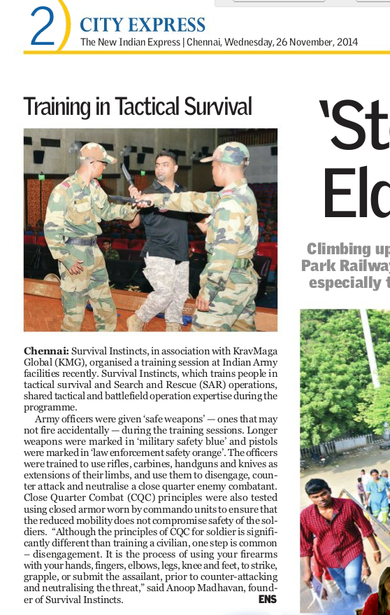 The New Indian Express recently featured the Krav Maga Global (KMG) India workshops that were held at Chennai army facilities. This event was part of a larger initiative by Survival Instincts, an organization dedicated to providing individuals with self defense skills and knowledge to help them stay safe in dangerous situations. The workshop focused on teaching participants how best to protect themselves from physical attack using simple but effective techniques such as punches, kicks and blocks combined with strategies for managing fear during stressful encounters. Participants also learned about situational awareness so they could better identify potential threats before they become serious problems. It is clear that these workshops are helping people gain confidence in their ability to respond quickly when faced with danger something which will no doubt prove invaluable should it ever be needed!