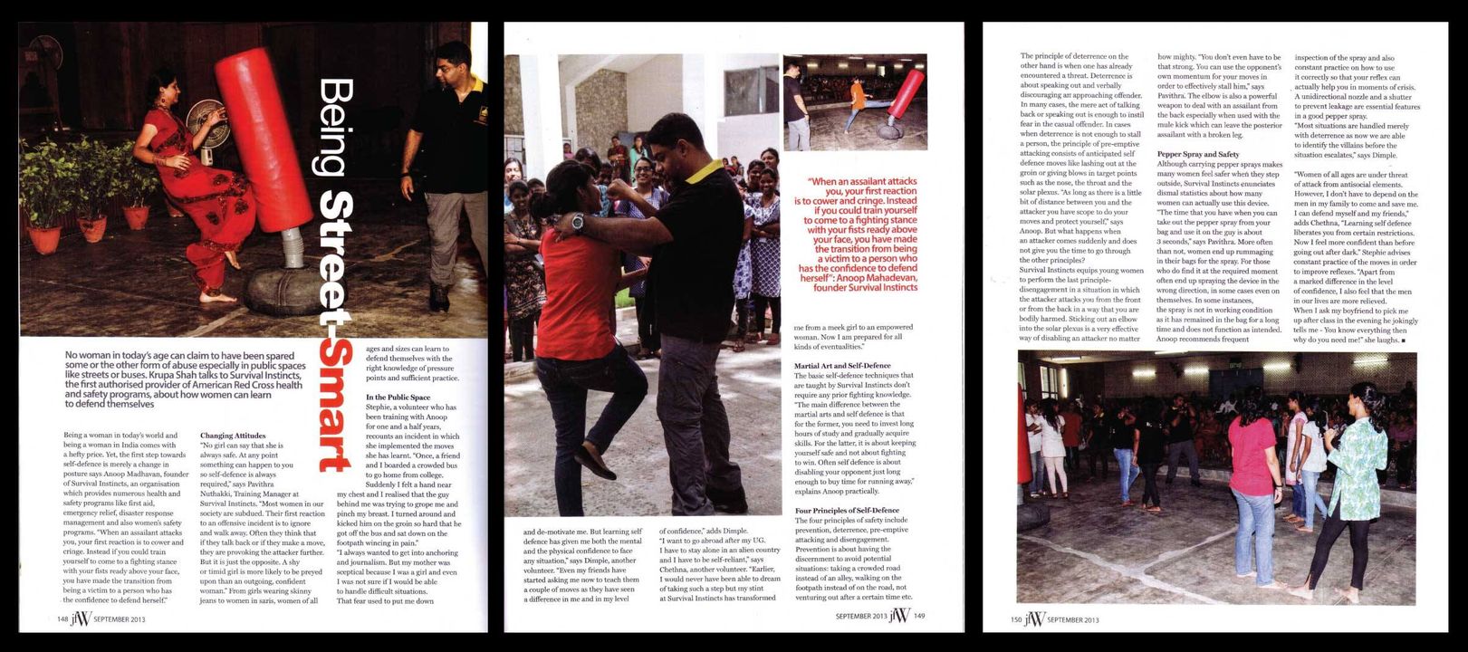 Just For Women recently featured a three page article about Survival Instincts Company's self defense program. This comprehensive course teaches women the basics of defending themselves in any situation, including physical and verbal techniques to de escalate conflict before it starts. Participants also learn how to identify potential danger signs with strangers or acquaintances as well as safety tips for when out alone at night. The instructors are highly experienced professionals who provide an encouraging learning environment that is both empowering and fun! With this knowledge, participants can walk away feeling confident they will be able to protect themselves if ever needed.