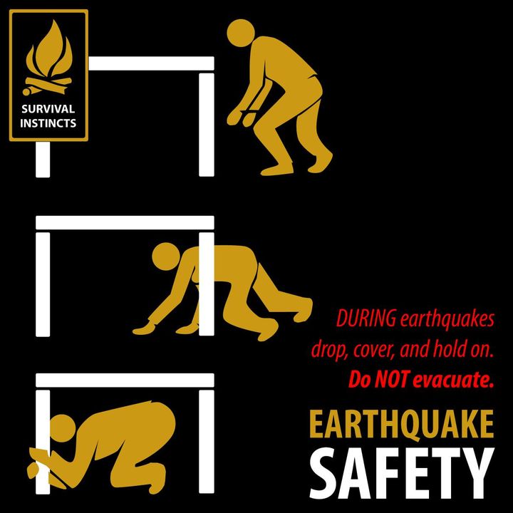 It is important to remember that during an earthquake, it is not necessary or recommended to evacuate. The danger of moving around can be greater than the risk posed by staying in place and seeking shelter under a sturdy desk or table. It may also increase your chances of being struck by falling debris outside and cause further injury from stampedes caused within buildings due to panicked evacuations. Therefore, if you feel safe where you are, remain there until the shaking stops before cautiously leaving for safety outdoors away from power lines and other hazards such as damaged structures. Share this information with friends so they know how best protect themselves when faced with earthquakes!