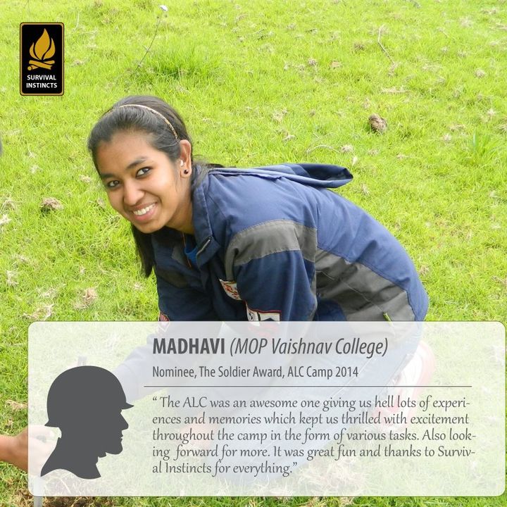 Madhavi Khemka, the nominee of The Soldier Award for Autumn Leadership Camp 2014 is a true inspiration. She has been an exemplary leader in her community and school since she was young. Her dedication to service and commitment to excellence have made Madhavi stand out from many other candidates this year. In addition, her enthusiasm towards helping others further reinforces why she deserves such recognition at the camp's awards ceremony. Not only does Madhavi possess strong leadership skills but also demonstrates great courage when facing difficult situations or tasks with determination and grace every time. It is no surprise that people around her admire how hardworking yet humble she remains despite all of these accomplishments!