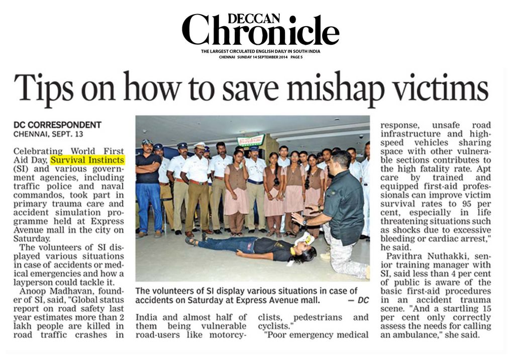 Celebrate World First Aid Day with Survival Instincts at the Tamil Nadu Government Federation of Indian Chambers of Commerce and Indu Event.