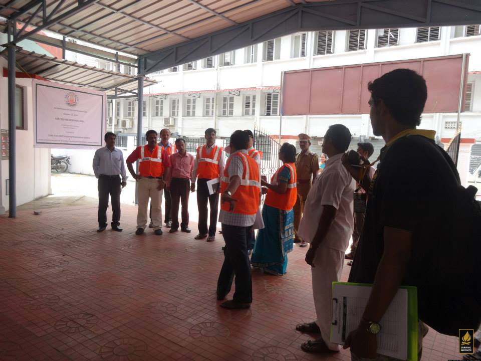 Tamilnadu Disaster Management and Mitigation Department Survival Instincts Conduct Quake Response Drill at Ezhilagam